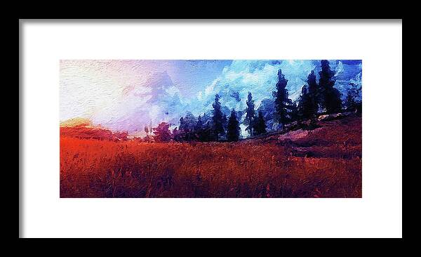 Impressive Natural Landscape Framed Print featuring the painting Bucolic Paradise - 07 by AM FineArtPrints