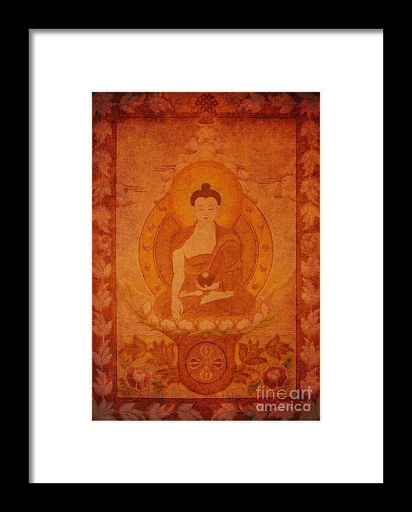 Buddha Framed Print featuring the drawing Buddha antique tapestry by Alexa Szlavics