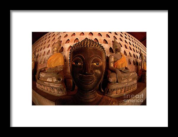 Black Framed Print featuring the photograph Buddha Laos 1 by Bob Christopher