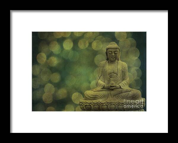 Buddha Framed Print featuring the photograph Buddha Light Gold by Hannes Cmarits