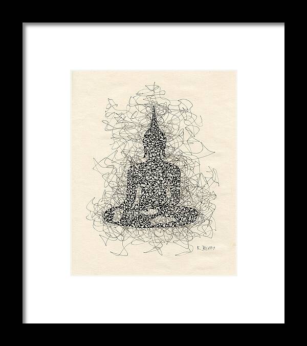 Buddha Framed Print featuring the drawing Buddha Pen and Ink Drawing by Karla Beatty
