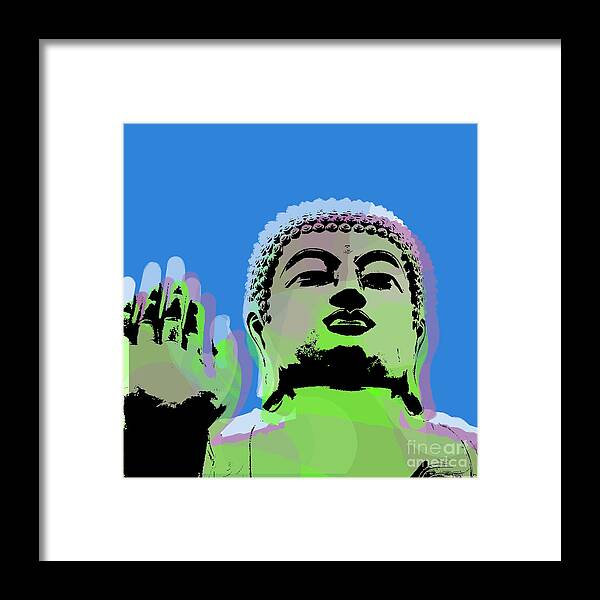 Buddha Framed Print featuring the digital art Buddha Warhol style by Jean luc Comperat