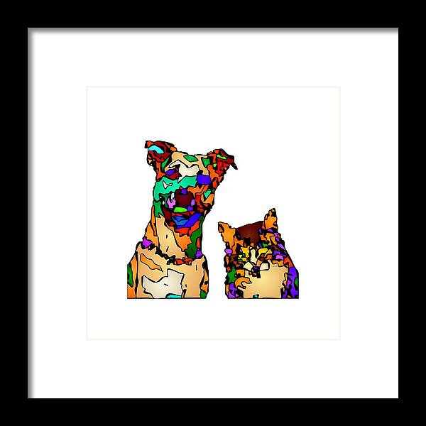 Dog Framed Print featuring the digital art Buddies for Life. Pet Series by Rafael Salazar