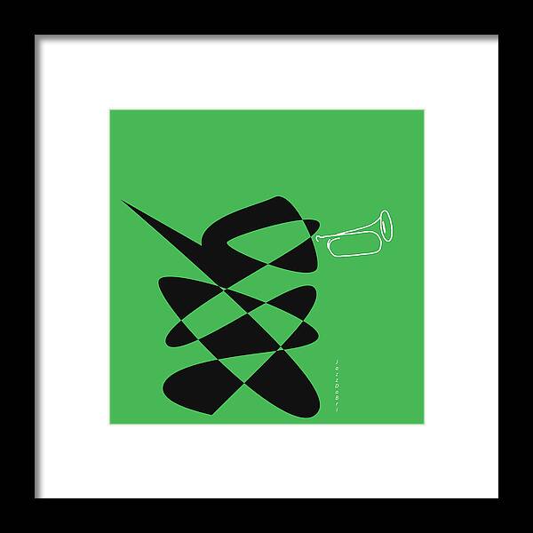 Jazzdabri Framed Print featuring the digital art Bugle in Green by David Bridburg