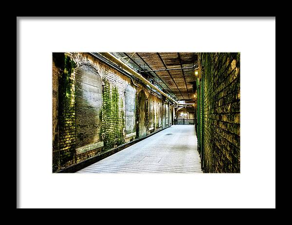 Building 64 Framed Print featuring the photograph Building 64 Interior Hallway - Alcatraz Island by Jennifer Rondinelli Reilly - Fine Art Photography