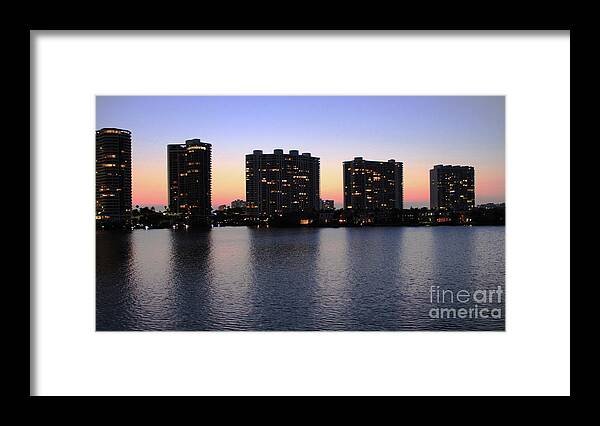 Hollywood Florida Framed Print featuring the photograph Buildings over Inter Coastal Waterway by Krista Kulas