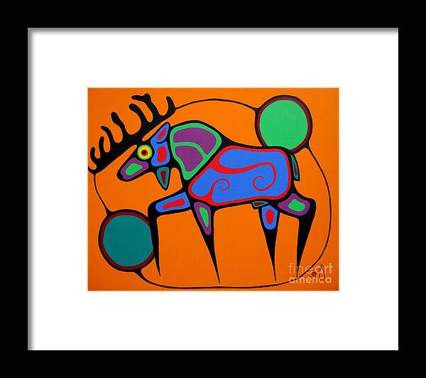 Bull Framed Print featuring the painting Bull Moose by Jim Oskineegish