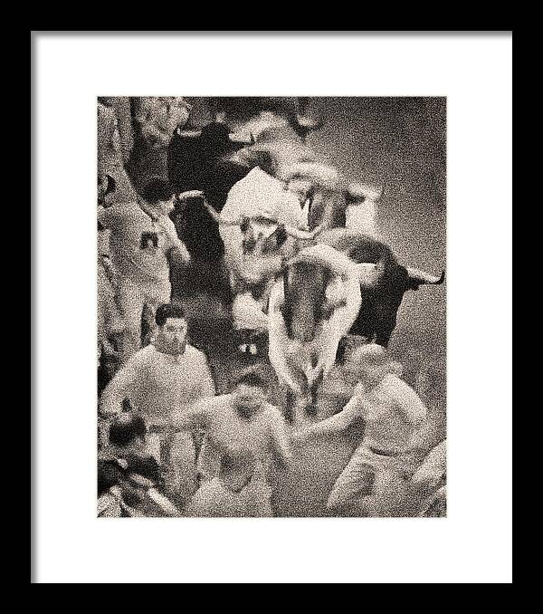 San Fermin Framed Print featuring the photograph Bull Run 7 by Rafa Rivas