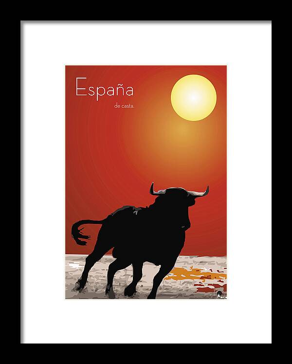 Toro Bravo Framed Print featuring the digital art Spanish Bull Run by Quim Abella