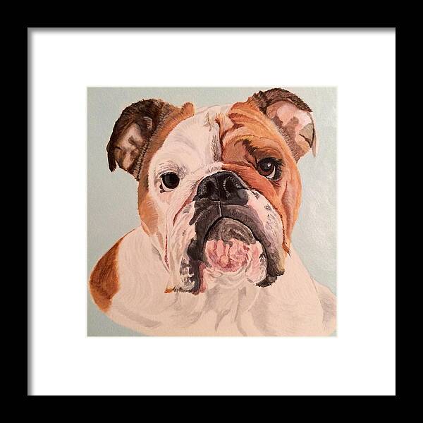Bulldog Framed Print featuring the painting Bulldog Beauty by Sonja Jones