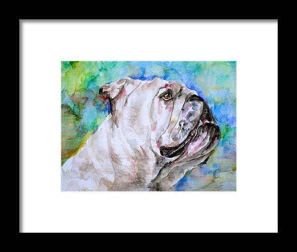 Bulldog Framed Print featuring the painting BULLDOG - watercolor portrait.4 by Fabrizio Cassetta