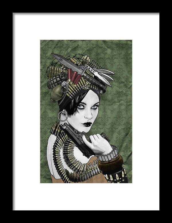 Bullets Framed Print featuring the digital art Bullets Is My Business by Jason Casteel