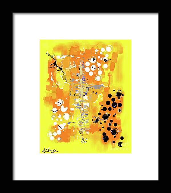 Yellow Abstract Art Framed Print featuring the digital art Bullied by D Perry