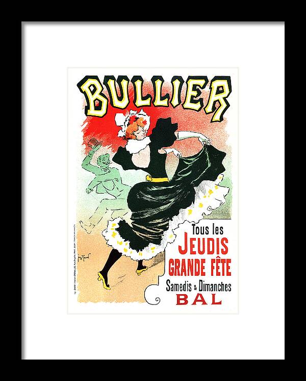 Vintage Framed Print featuring the mixed media Bullier - Jeudis Grande Fete - Exposition - Vintage Advertising Poster by Studio Grafiikka