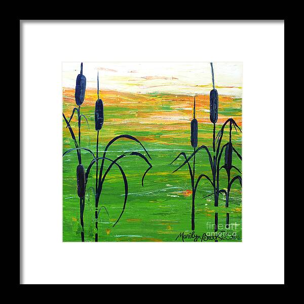Painting Framed Print featuring the painting Bullrushes by Marilyn Brooks