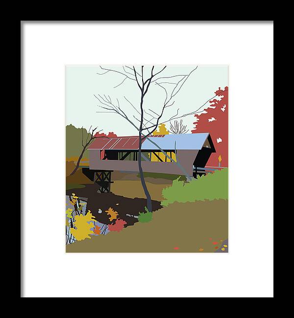 Landscape Framed Print featuring the painting Bump Bridge by Marian Federspiel