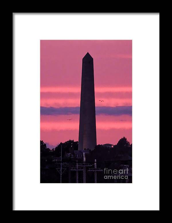 Bunker Hill Monument Framed Print featuring the photograph Bunker Hill Monument at Sunset by Beth Myer Photography