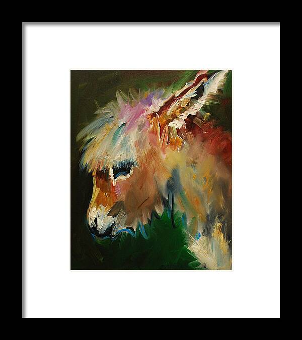 Burro Framed Print featuring the painting Burro Donkey by Diane Whitehead