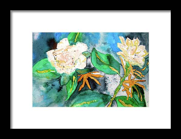 Gardenias Framed Print featuring the painting Busy Gardenias by Beverley Harper Tinsley