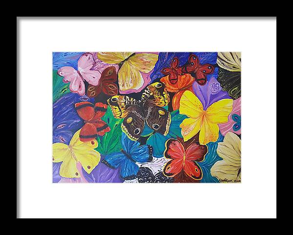Butterfly Framed Print featuring the painting Butterflies by Rita Fetisov