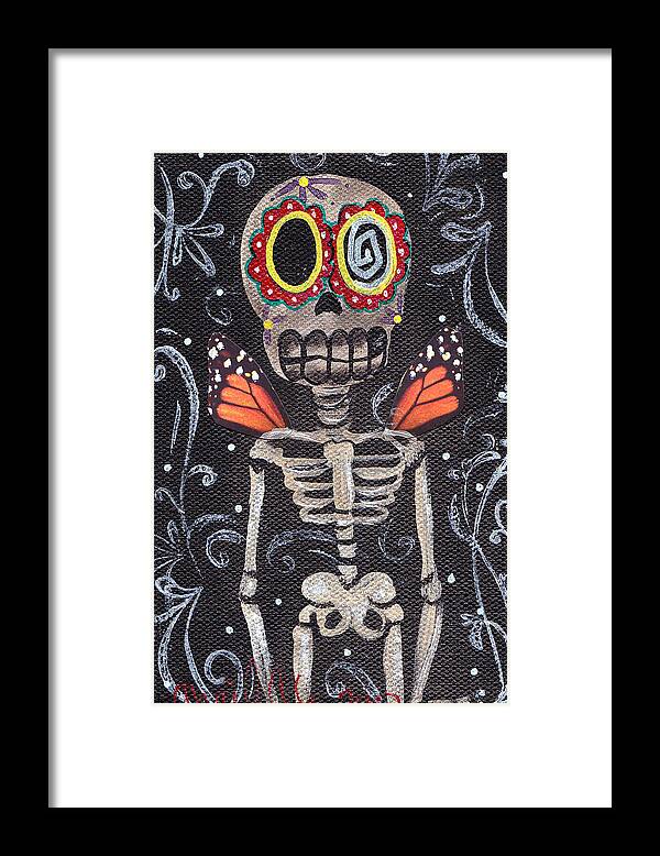 Day Of The Dead Framed Print featuring the painting Butterfly by Abril Andrade