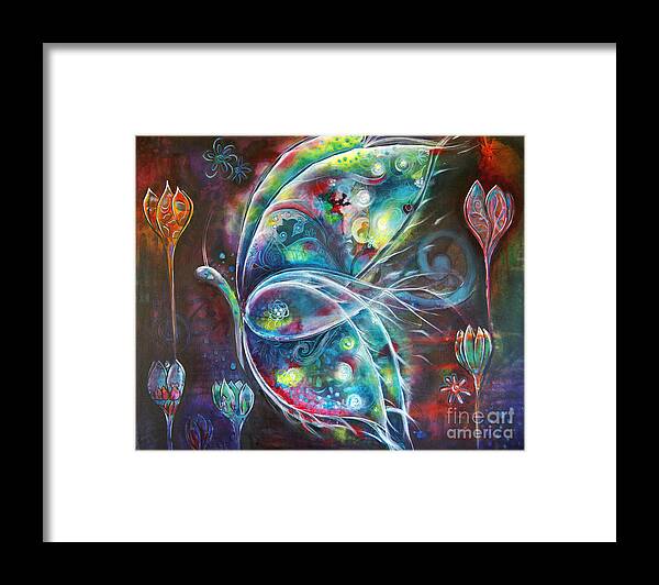 Butterfly Framed Print featuring the painting Butterfly Fiesta by Reina Cottier