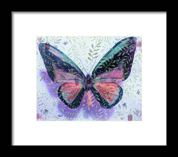 Butterfly Framed Print featuring the mixed media Butterfly Garden Fantasy by Rosalie Scanlon