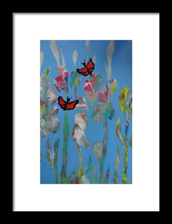 Flower Framed Print featuring the painting Butterfly Glads by Kathleen Luther
