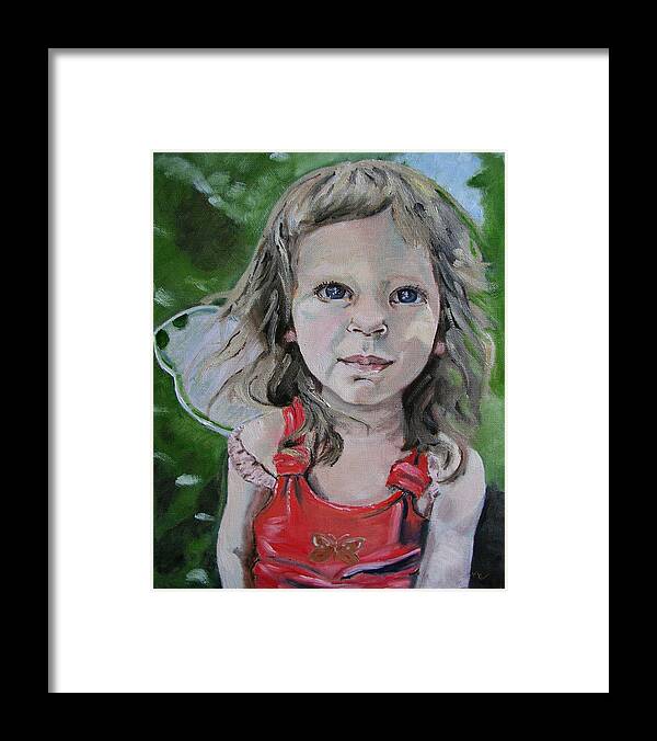 Portrait Framed Print featuring the painting Butterfly Grace by Mary Capriole