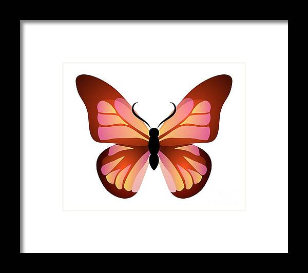 Butterfly Framed Print featuring the digital art Butterfly Graphic Pink and Orange by MM Anderson