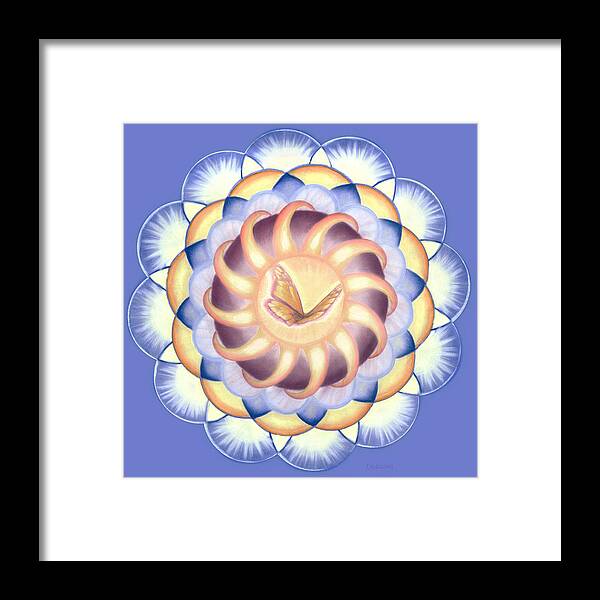 Butterfly Framed Print featuring the painting Butterfly Mandala with Blue by Robin Aisha Landsong