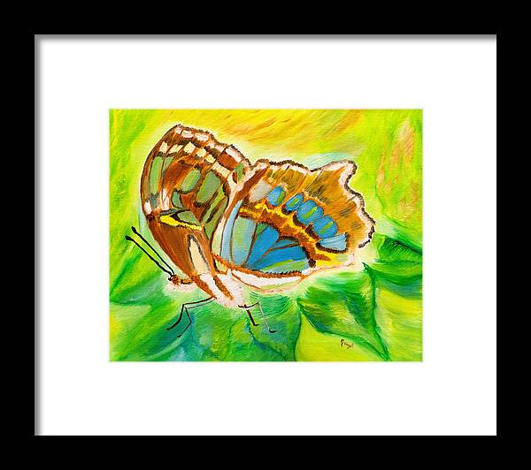 Malachite Butterfly Framed Print featuring the painting Malachite Butterfly Delight by Meryl Goudey
