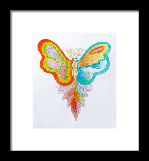 Asymmetrical Butterfly Drawing Framed Print featuring the drawing The Rise Of The Feminine by Rosanne Licciardi