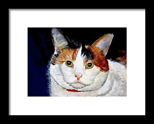 Cat Framed Print featuring the painting Buttons by Stan Hamilton