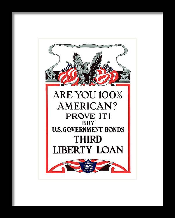 Liberty Loan Framed Print featuring the painting Buy U.S. Government Bonds by War Is Hell Store