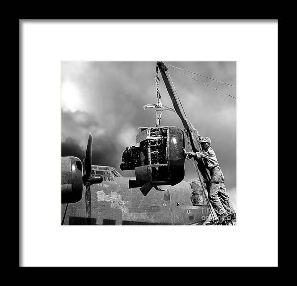 B-24 Framed Print featuring the photograph BW B-24 Engine Clouds by MountainSky S