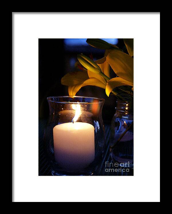 Candle Framed Print featuring the photograph By Candlelight by Linda Shafer