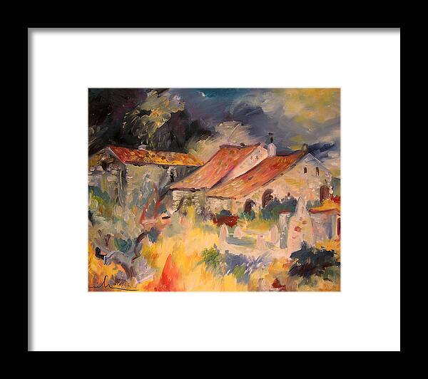 Spain Art Framed Print featuring the painting By Cati in El Maestrazgo by Miki De Goodaboom