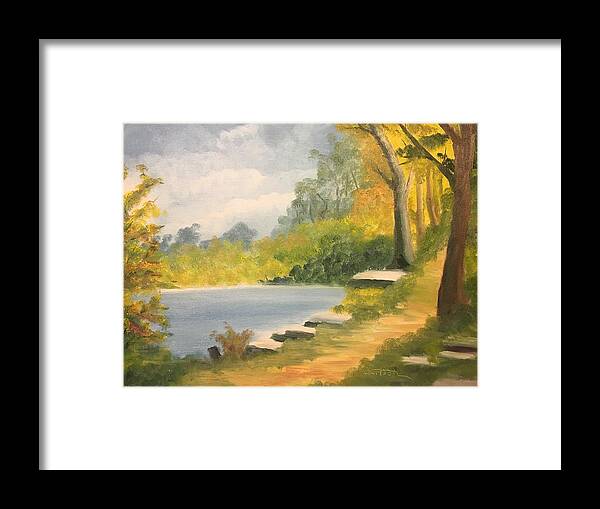 Trees Framed Print featuring the painting By the Lake by David Bartsch