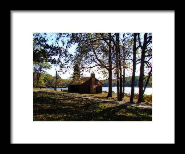 Cabin Framed Print featuring the photograph Cabin by the Lake by Sandy Keeton