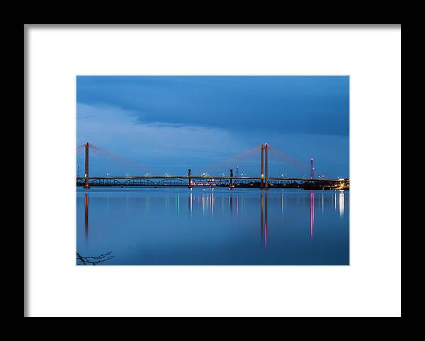 Cable Bridge Framed Print featuring the photograph Cable Bridge over teh Columbia River by Donald Pash