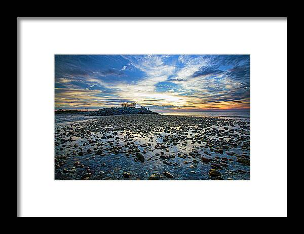 Orient Framed Print featuring the photograph Cable Crossing Orient Point Sunset by Robert Seifert