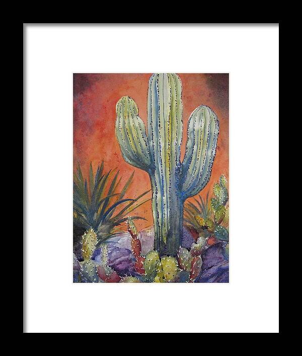Cactus Framed Print featuring the painting Cacti by Karen Stark