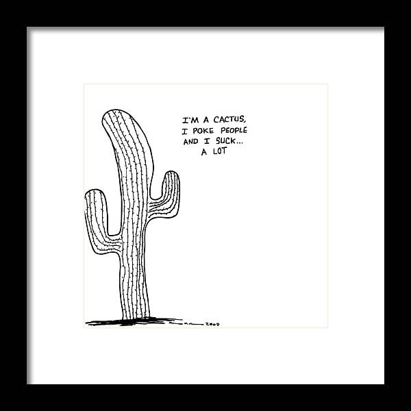 Drawing Framed Print featuring the drawing Cactus Comic by Karl Addison