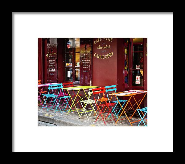 Paris Cafe Framed Print featuring the photograph Cafe Color - Paris, France by Melanie Alexandra Price