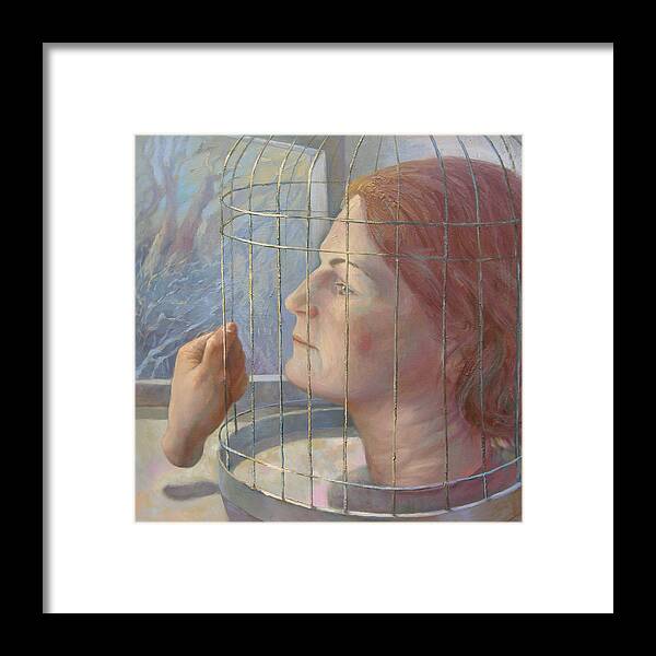 Portrait Framed Print featuring the painting Caged by Alla Parsons