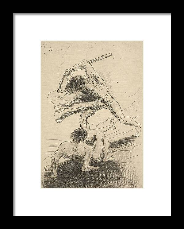 19th Century Art Framed Print featuring the relief Cain and Abel by Odilon Redon