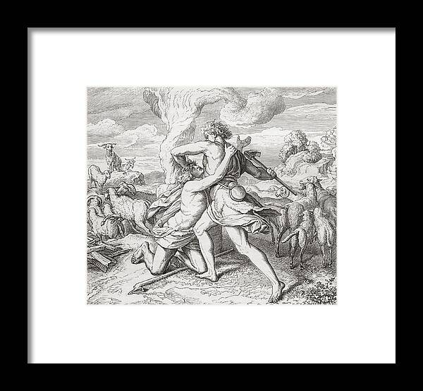 Welsh Framed Print featuring the drawing Cain Killing His Brother Abel, After by Vintage Design Pics