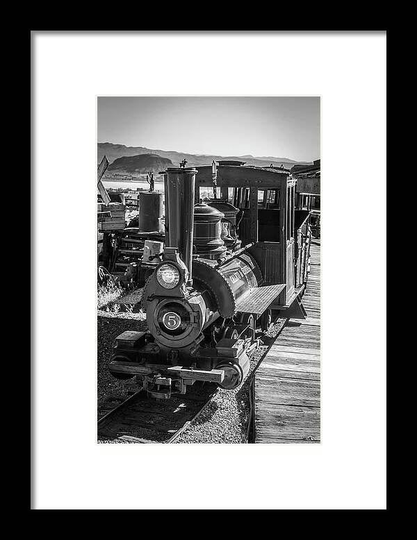 Calico Framed Print featuring the photograph Calico Odessa Train In Black And White by Garry Gay