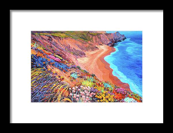 California Landscape Framed Print featuring the painting California Coast Wildflowers by Judith Barath